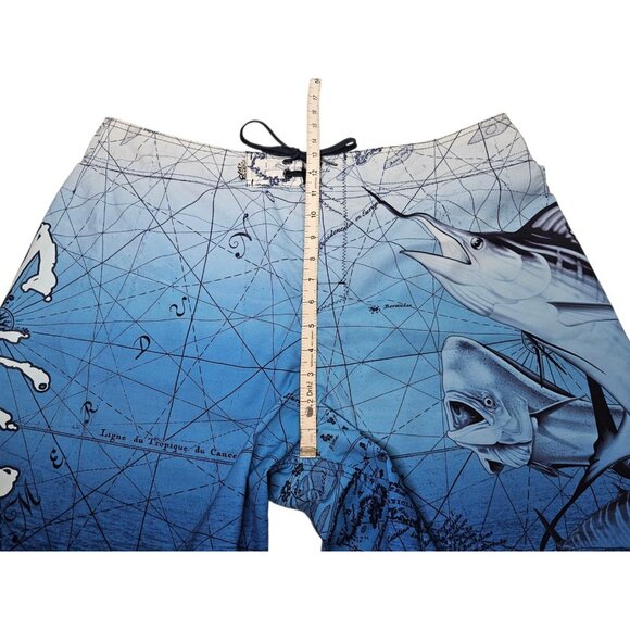 Salt Life SLX-QD Vapor Stretch Board Swim Shorts Marlin Fish Print Men's 38 Blue - Picture 12 of 12